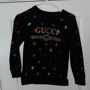 Gucci Kids Black Sweatshirt with Multicolor Sequins